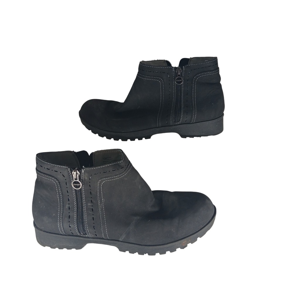 J Sport Jenna Ankle Boots 10M Black Memory Foam Lug Sole Zip Bootie